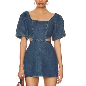 Show Me Your Mumu City Cut Out Denim Mini Dress Deep End XS